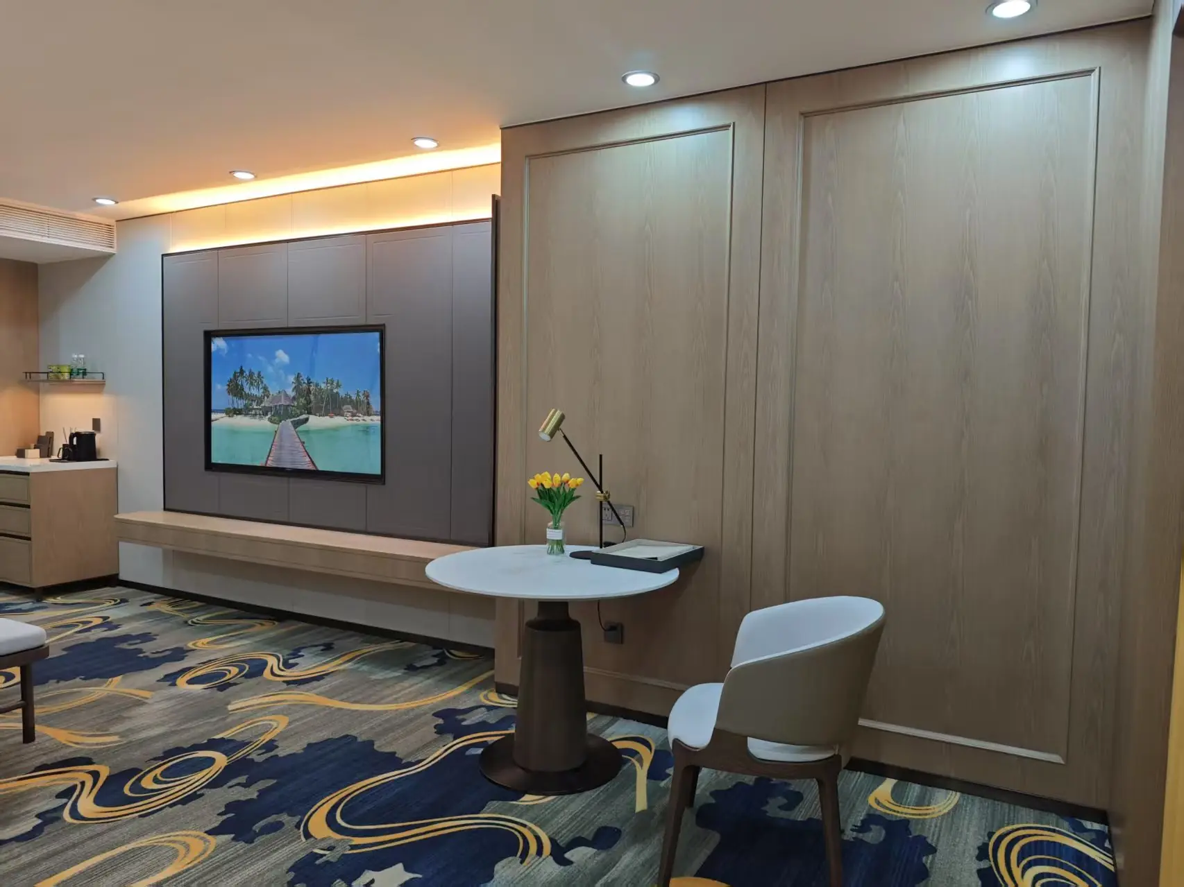 Television Wall and Round Table